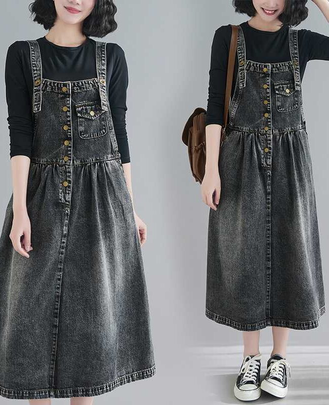 The Genevieve Slimming Denim Suspender Dress – La Rose Couture Dresses & Gowns