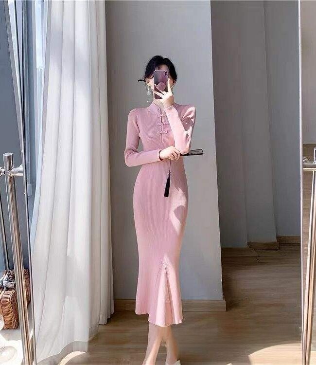 The Victoire Retro Slim Fit Knit Mermaid Dress – La Rose Couture Dresses & Gowns