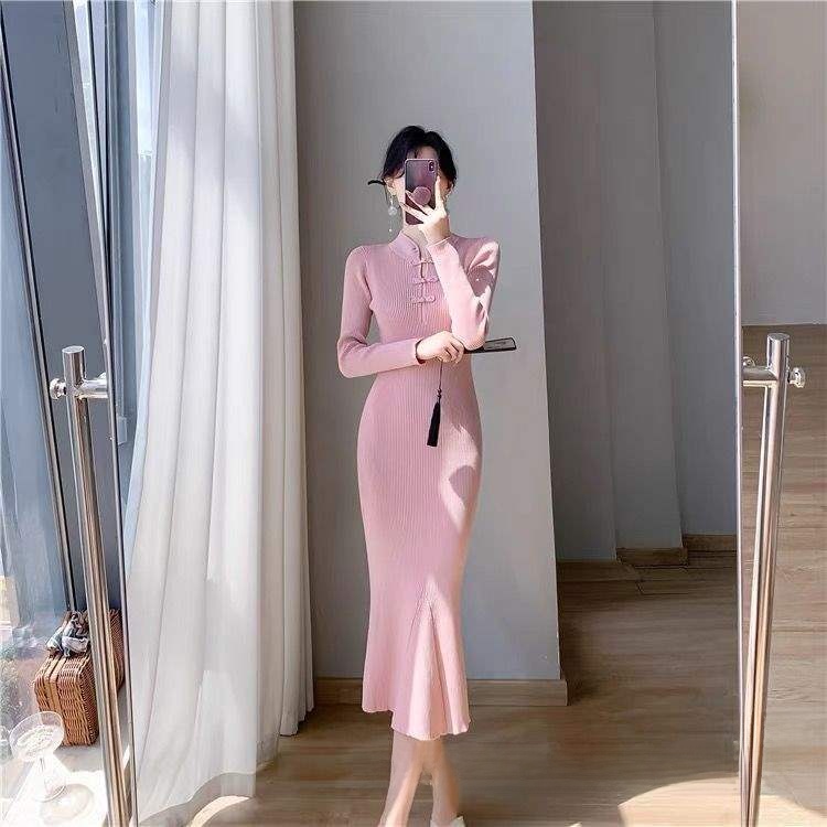 Retro Slim-Fit Knit Mermaid Dress