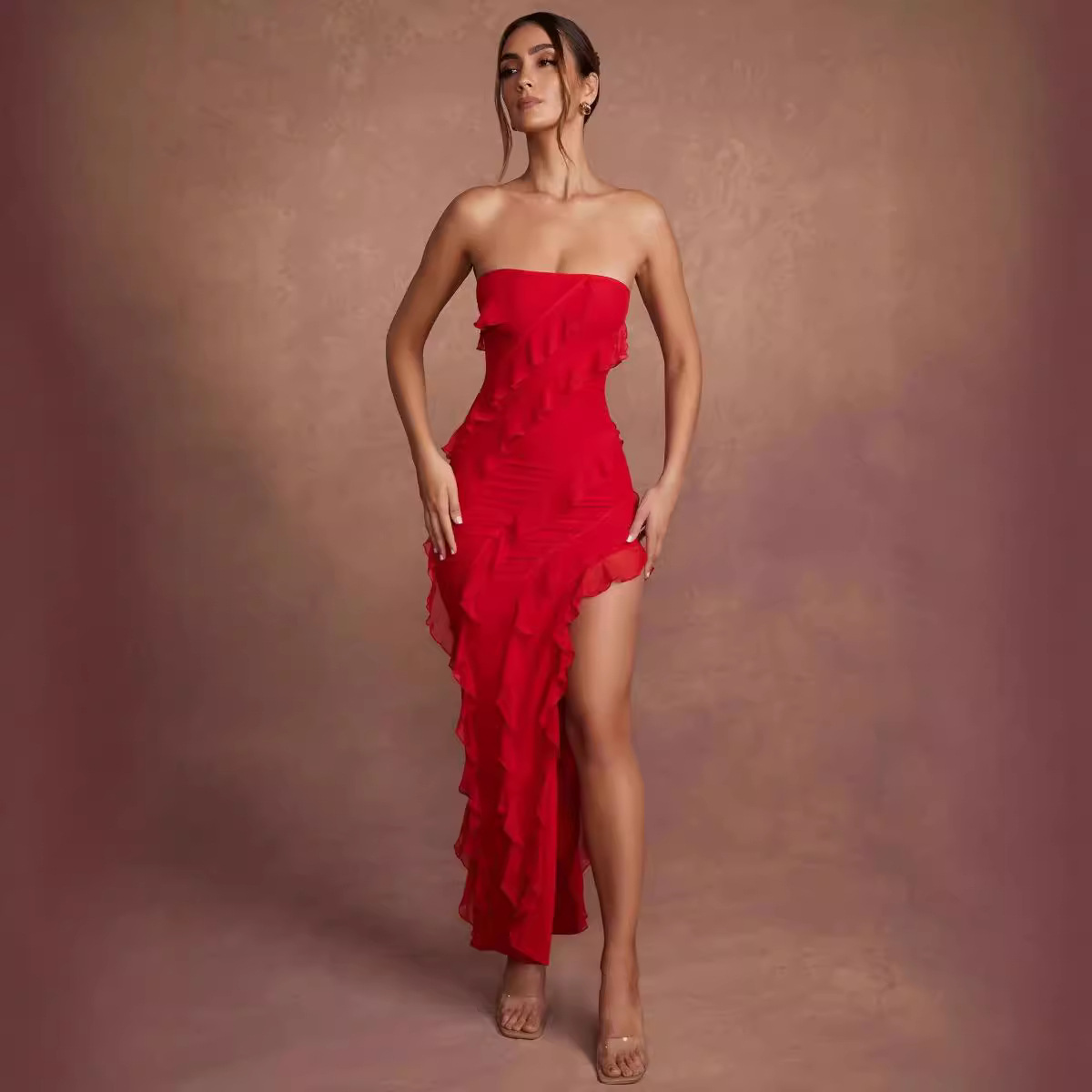 Strapless Backless Tassel Dress - Image 4