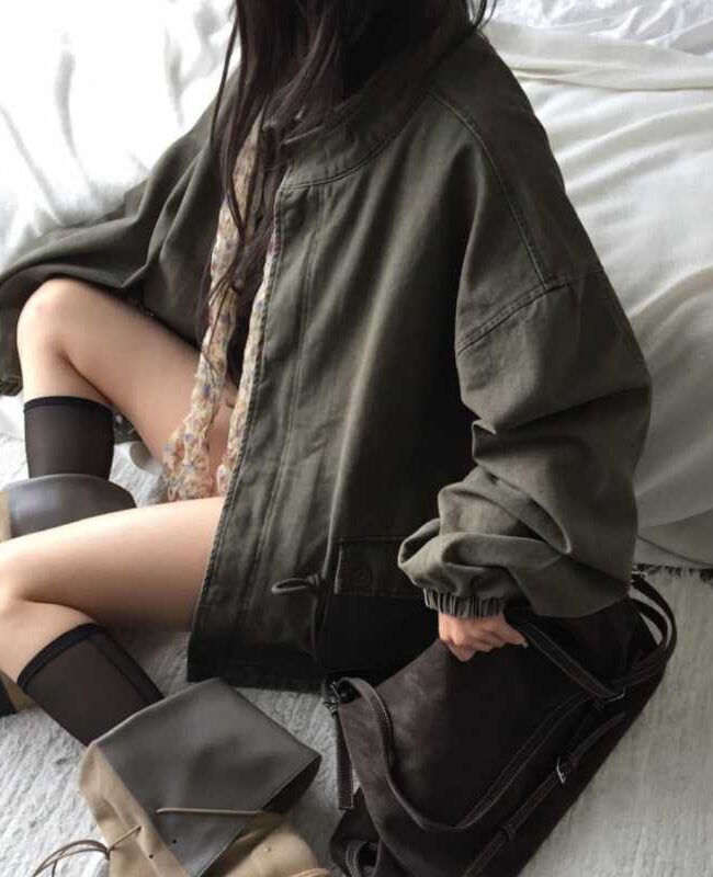 The Genevieve Stand Collar Loose Pocket Coat Detail – La Rose Couture Coats & Jackets