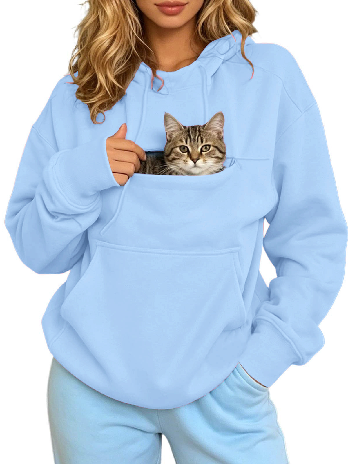 Autumn and Winter Warm Hooded Fleece Long-Sleeve Sweatshirt with Large Pockets for Men and Women Pet-Friendly - Image 4