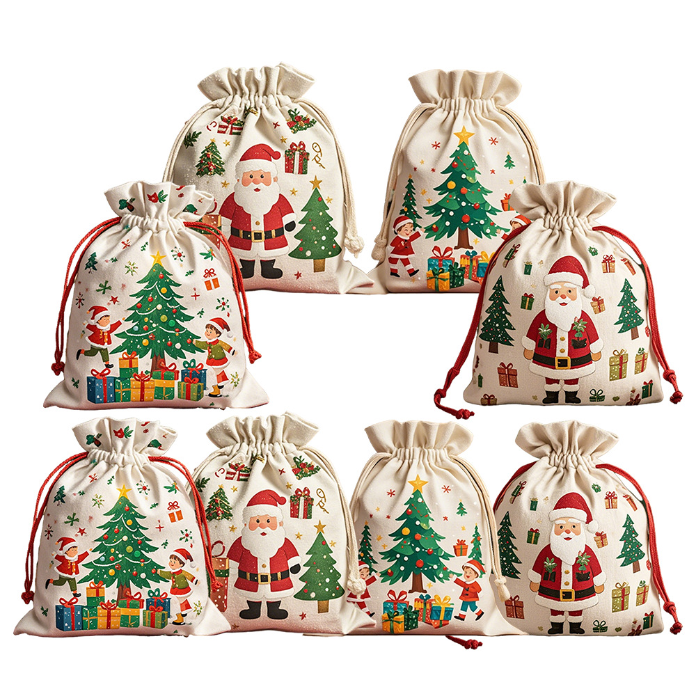 Christmas Cotton Drawstring Gift Bags for Parties - Image 2