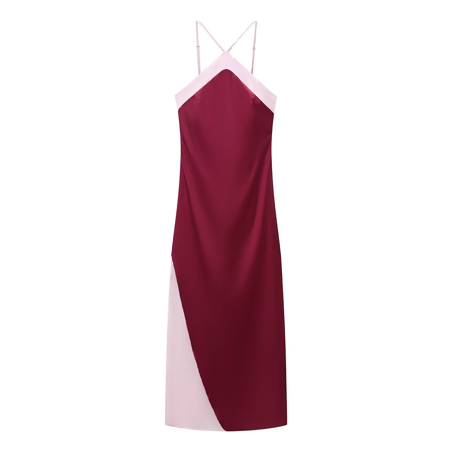 Womens Color Block Halter Neck Dress - Image 5