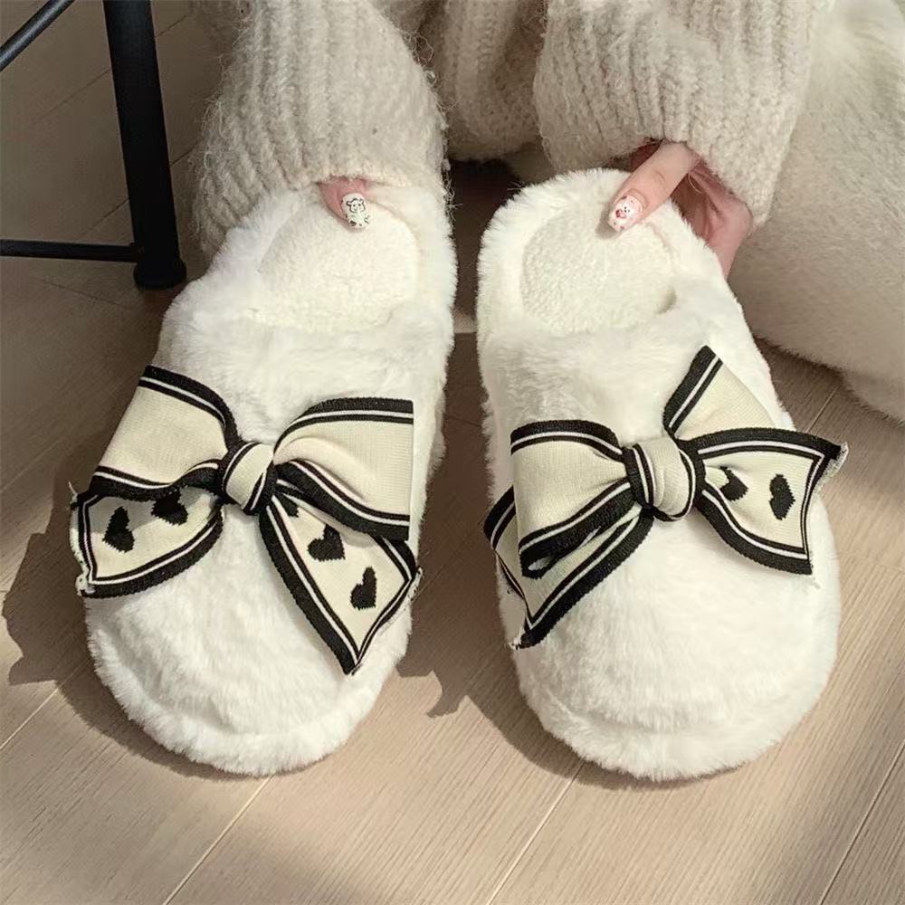 Plush Bow Decor Home Slippers - Image 4