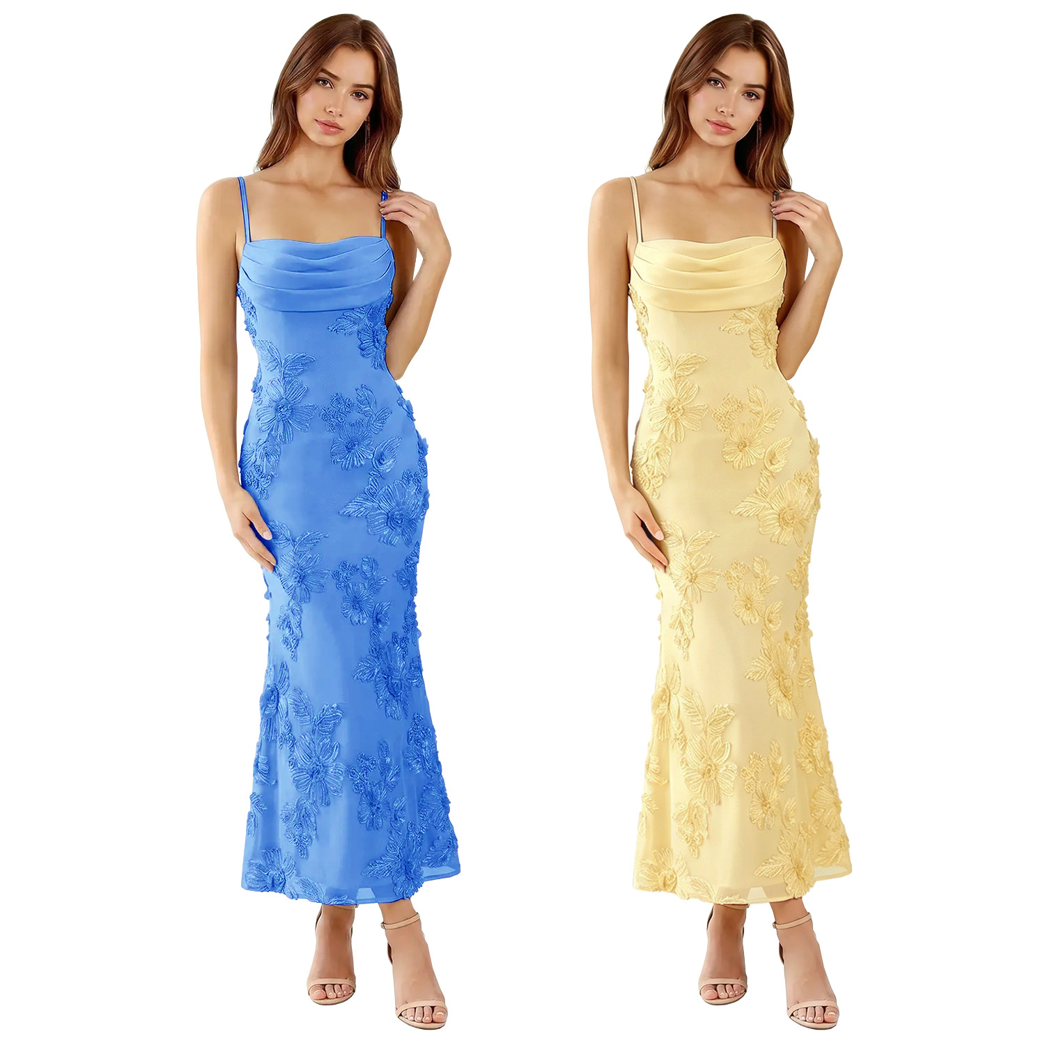 Womens French-Style Strapless Floral Dress - Image 3