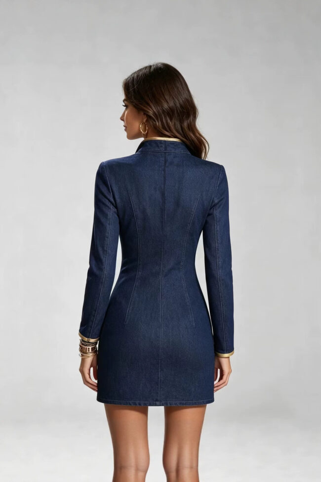 The Seraphine Long Sleeve Denim Dress Detail – La Rose Couture Dresses & Gowns