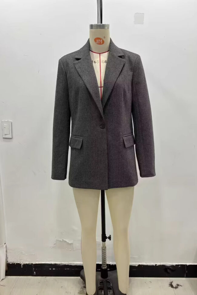 Wool Blend Twill Lapel Blazer Suit Jacket Detail – La Rose Couture Coats & Jackets