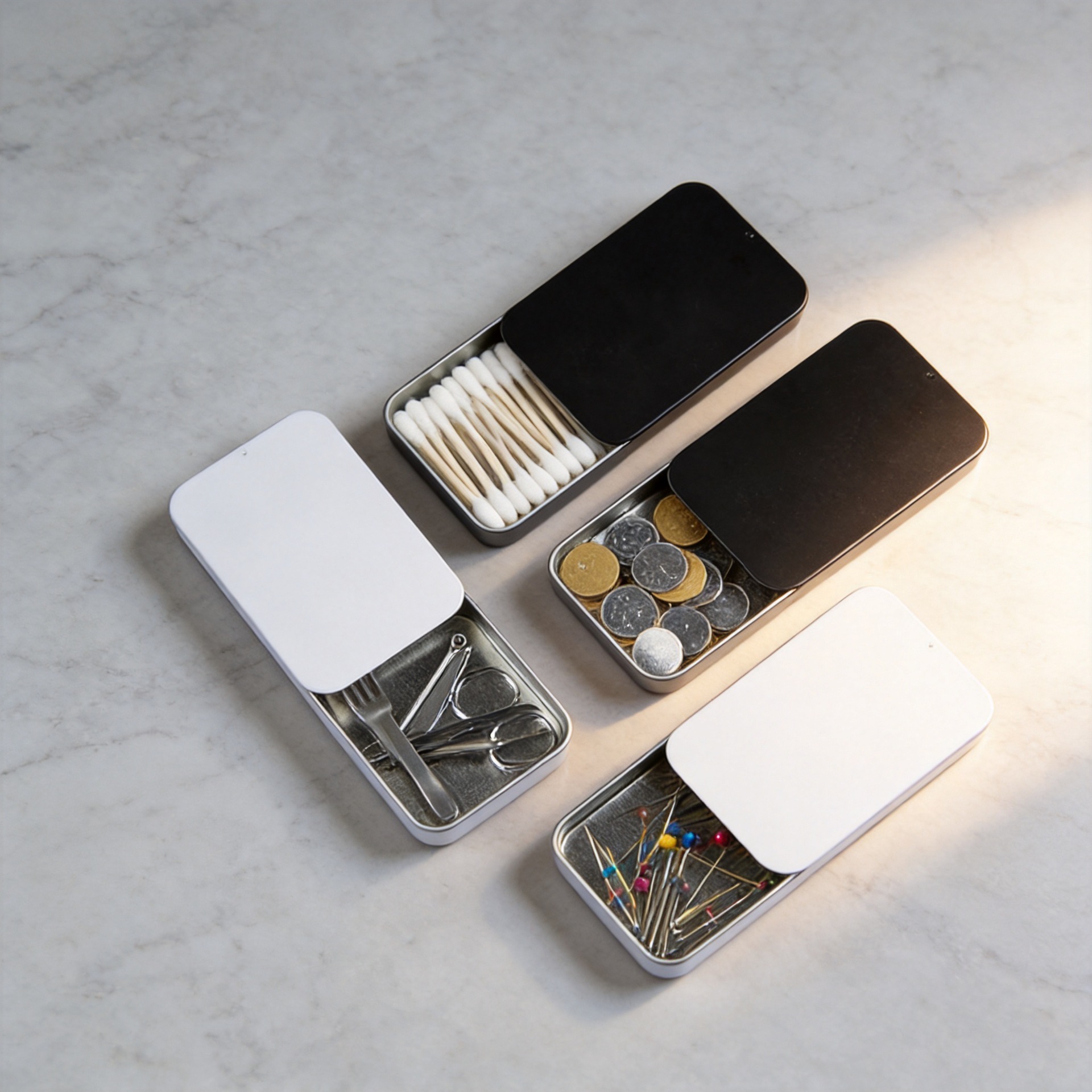Slide-Top Tin Storage Box for Mini Items