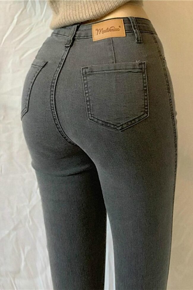 The Aurelia High Waisted Stretch Denim Pants Detail – La Rose Couture Trousers & Skirts