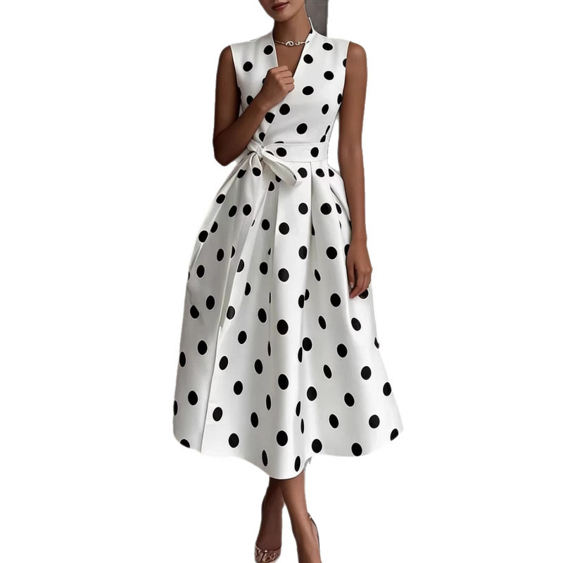 Elegant Polka Dot Slimming Dress - Image 3