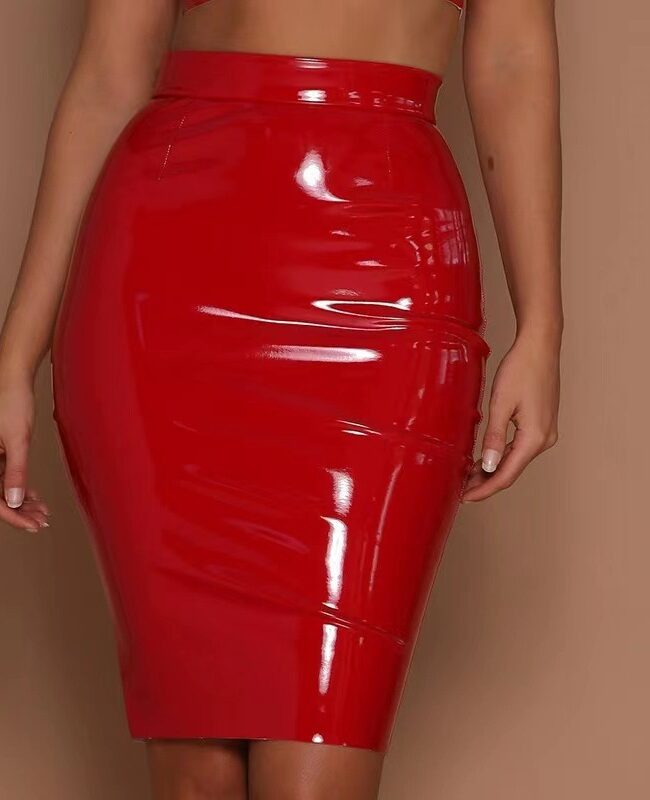 The Iris Pure Color Sexy Slim Pu Leather High Waist Zipper Hip Skirt Detail – La Rose Couture Trousers & Skirts