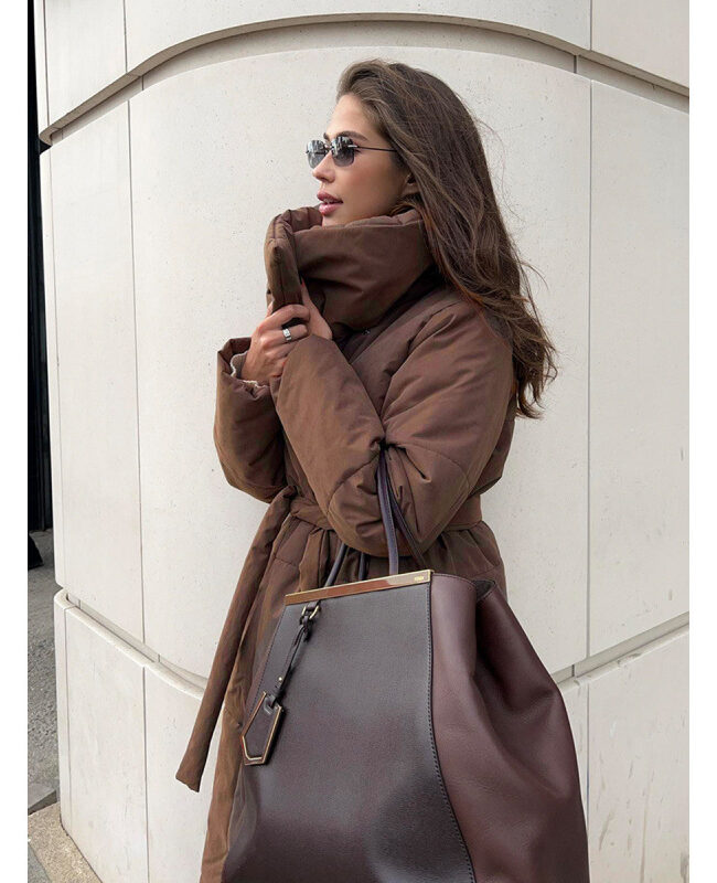 The Helene Loose Casual Warm Long Stand Up Collar Cotton Jacket – La Rose Couture Coats & Jackets