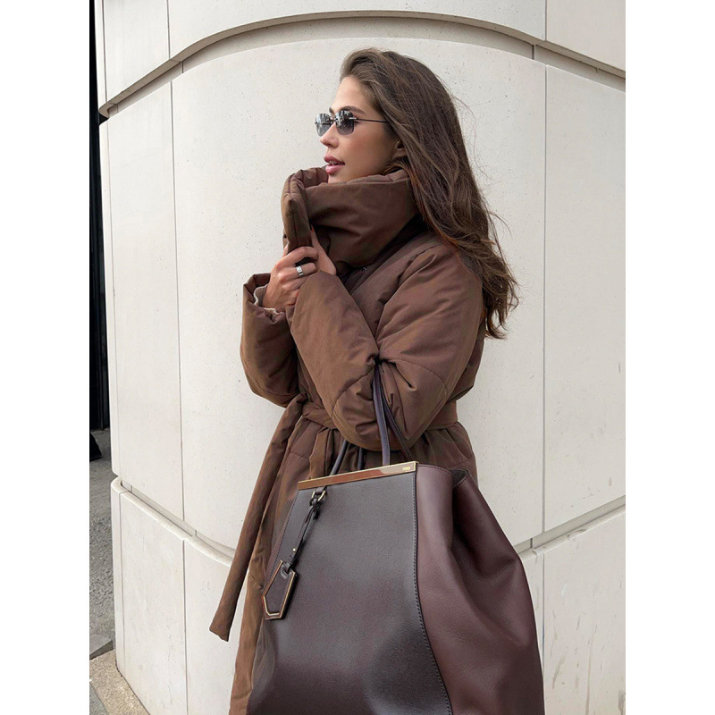 Loose Casual Warm Long Stand-Up Collar Cotton Jacket