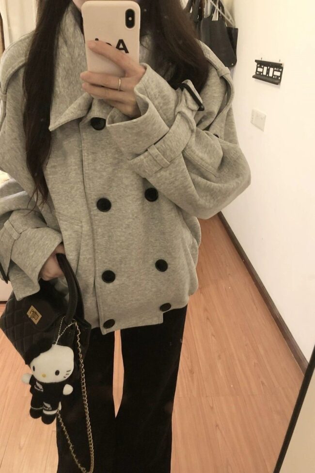 The Jeanne Autumn Winter Double Breasted Vintage Ribbed Knit Cardigan Jacket Detail – La Rose Couture Coats & Jackets