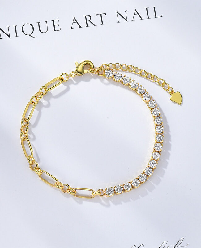 The Adrienne 3mm Zircon Dual Tone Chain Bracelet 18k Gold Plated Light Luxury Simple Jewelry Detail – La Rose Couture Jewellery & Accessories