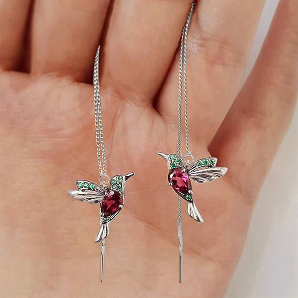 Cute Bird Women's Earrings Copper Inlaid with Zircon - Image 3