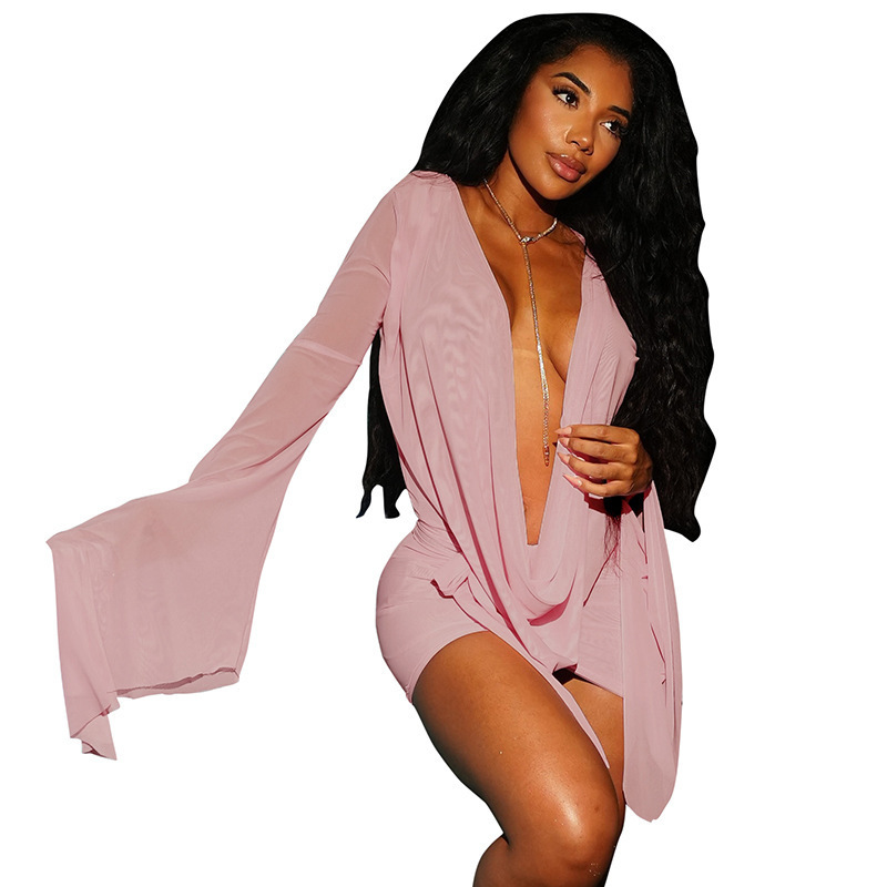 Mesh Backless A-Line Dress - Image 2