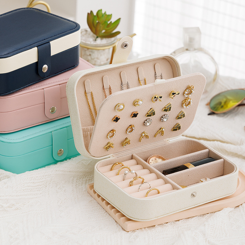 Portable Leather Jewelry Organizer Box