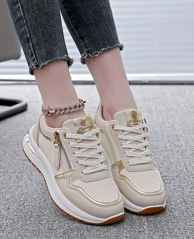 The Zoe Colorblocked Round Toe Pu Leather Flat Platform Casual Sneakers – La Rose Couture Shoes & Footwear