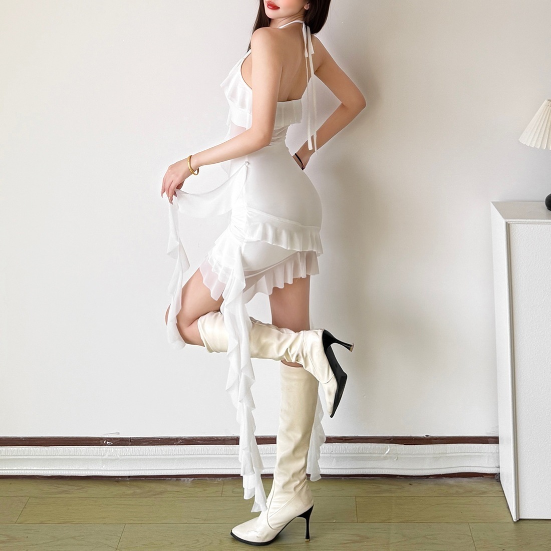 Womens Halter Neck Backless Dress - Image 5