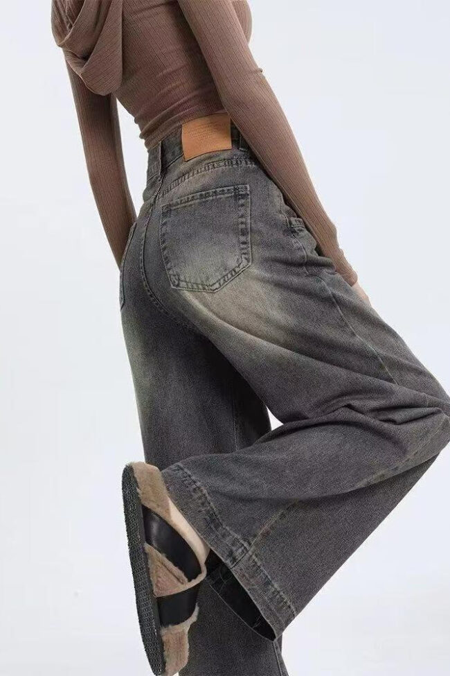 The Justine Gradient Wide Leg Floor Length Jeans Detail – La Rose Couture Trousers & Skirts