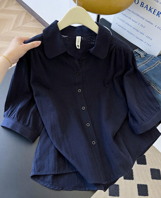The Morgane Pure Cotton Double Layer Gauze Half Sleeve Casual Shirt Detail – La Rose Couture Tops & Blouses