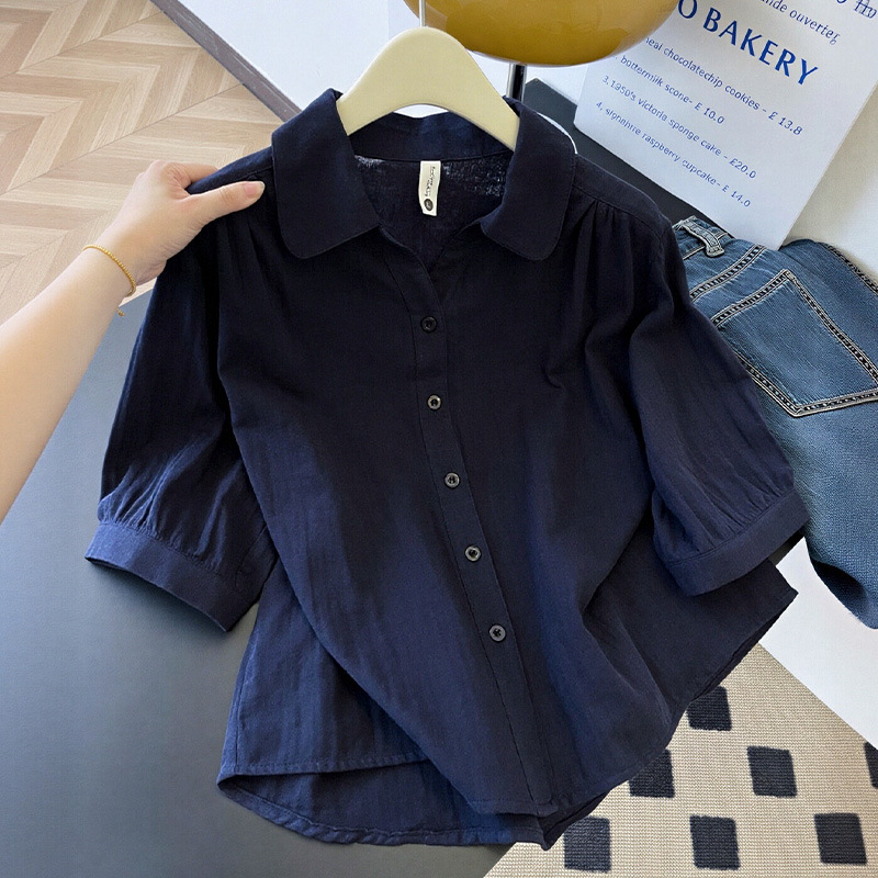Women's Pure Cotton Double-Layer Gauze Half-Sleeve Casual Shirt - Image 3