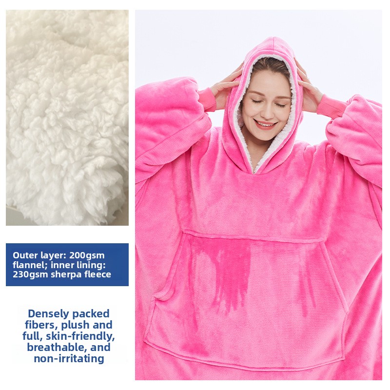 Oversized Flannel Hoodie Blanket with Pocket - Image 2