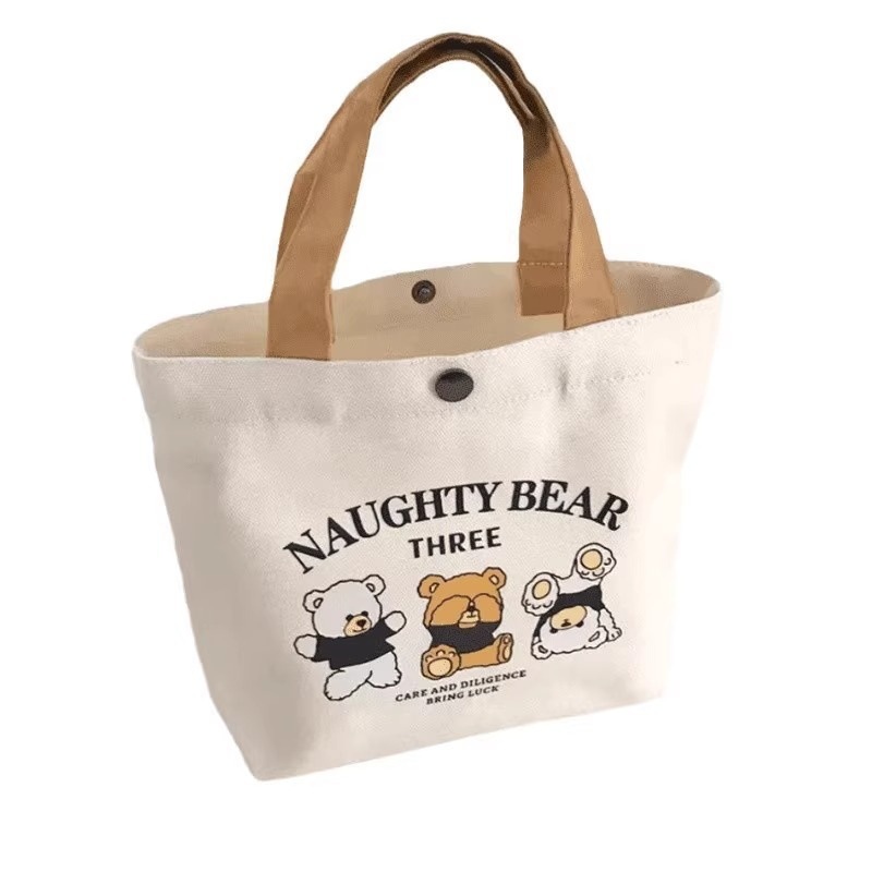 Compact Canvas Lunch Box Bag with Handles