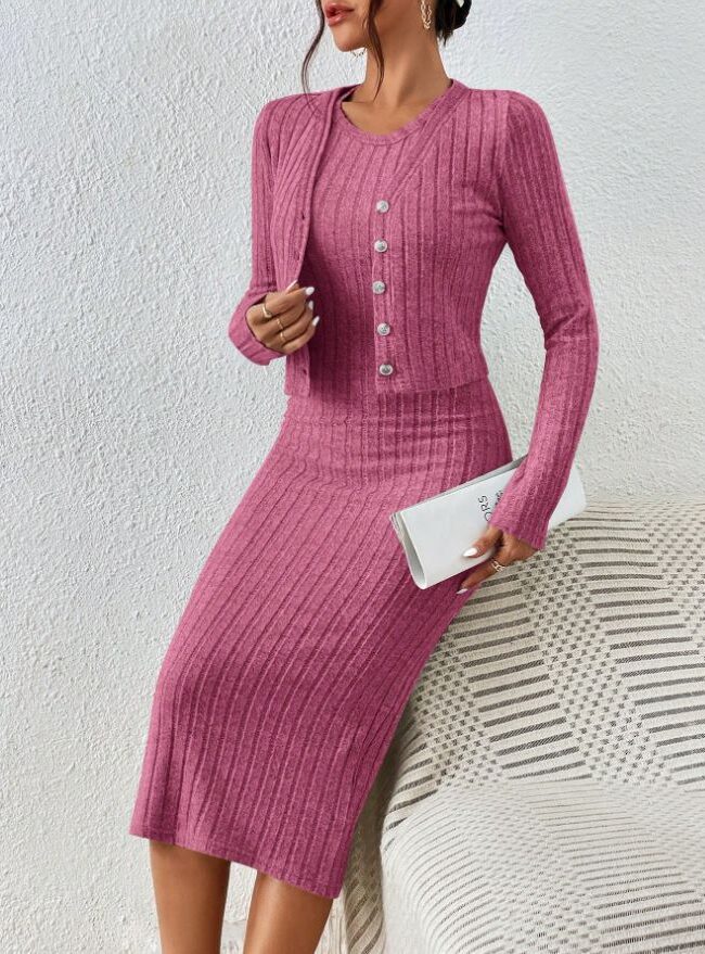 The Noemie Parisian Knitted Dress and Coat Set Detail – La Rose Couture Dresses & Gowns