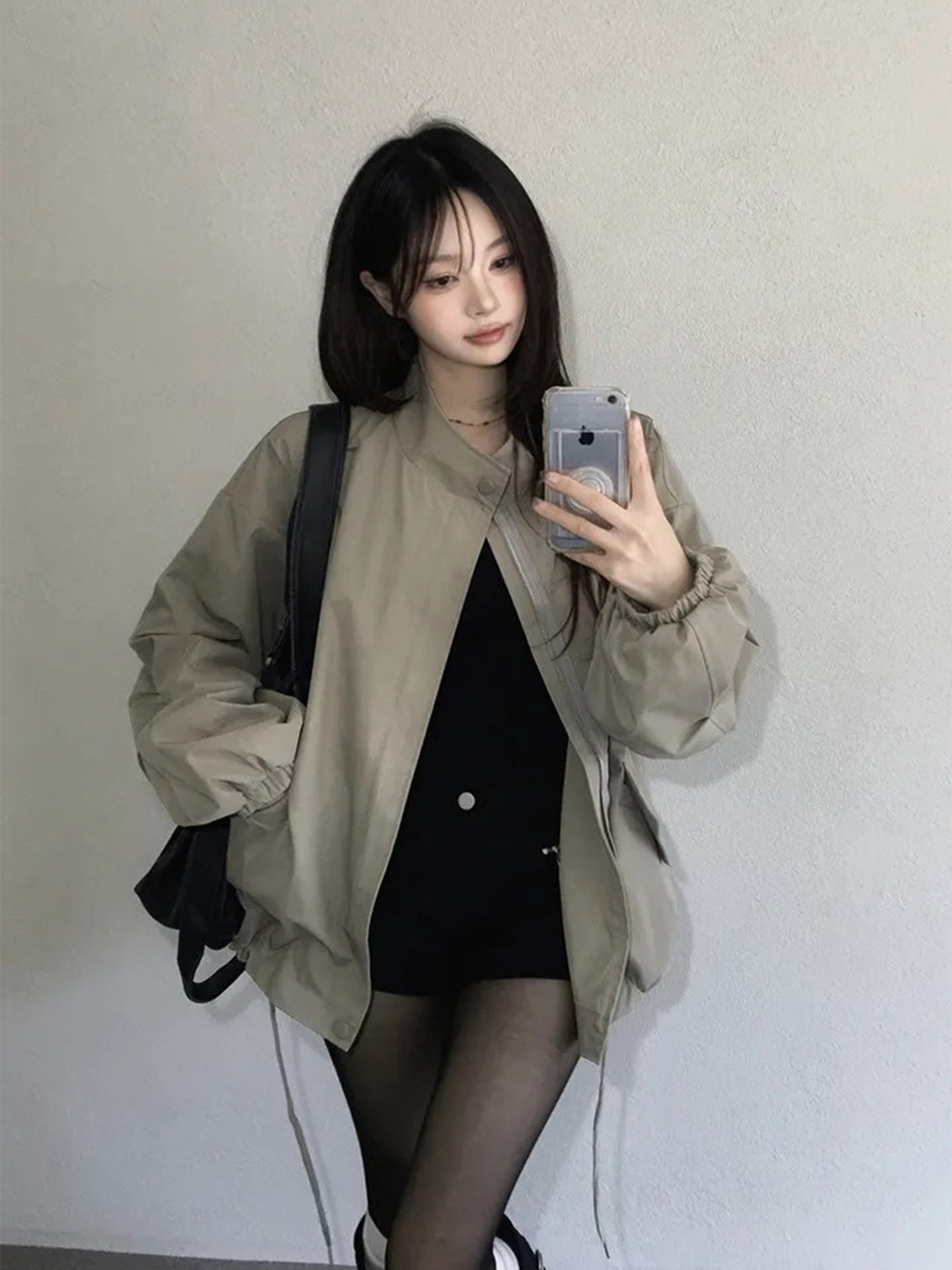 Women's Retro Stand Collar Short Trench Coat Jacket - Image 2