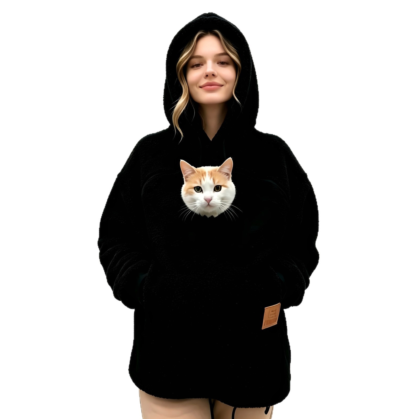 Unisex Lamb Wool Hooded Pullover Sweatshirt Loose Casual Warm - Image 2