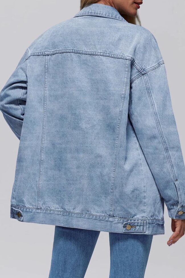The Estelle Denim Button Front Jacket Detail – La Rose Couture Coats & Jackets
