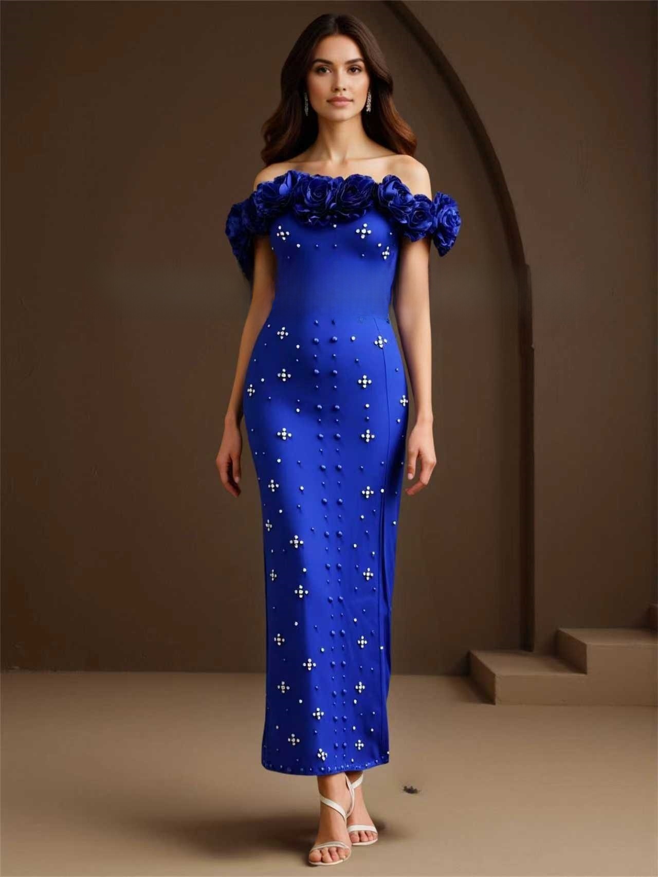 Pearl Embellished One-Shoulder Bandage Dress - Image 4