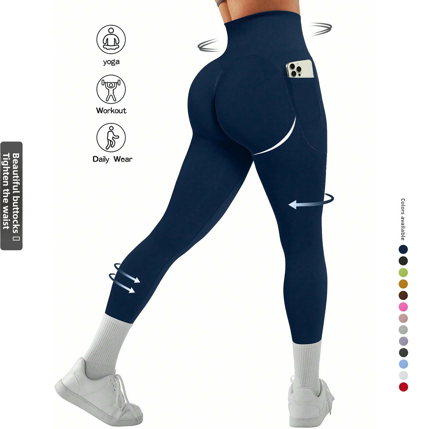 Women's high-waist pocketed athletic leggings - Image 5