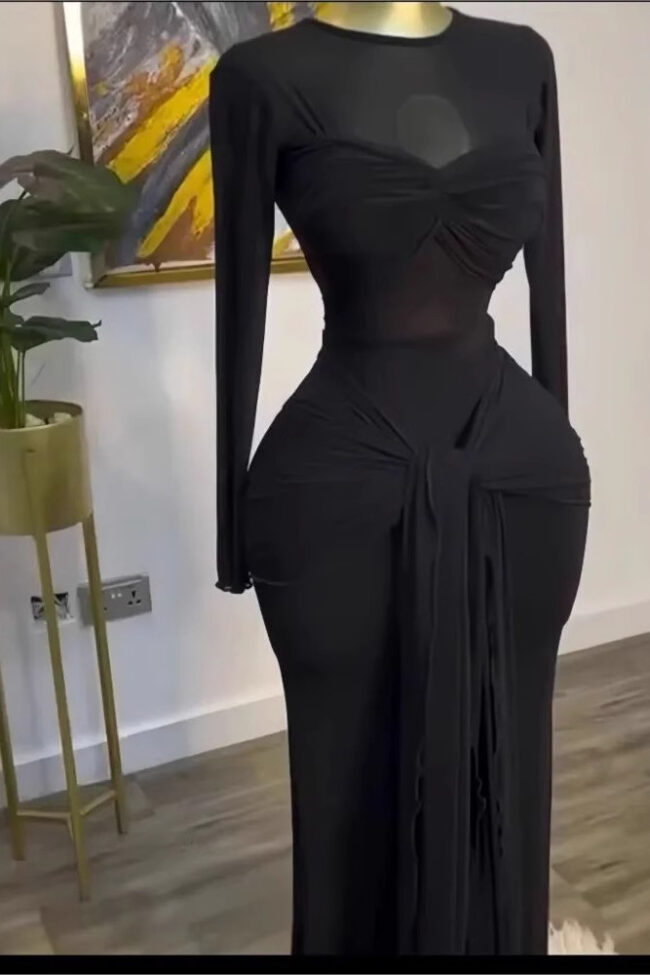 The Sixtine Round Neck Long Sleeved Lace Dress Detail – La Rose Couture Dresses & Gowns