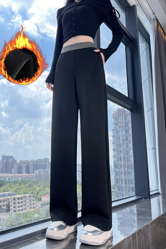 The Roxane High Waisted Fleece Lined Wide Leg Pants Detail – La Rose Couture Trousers & Skirts