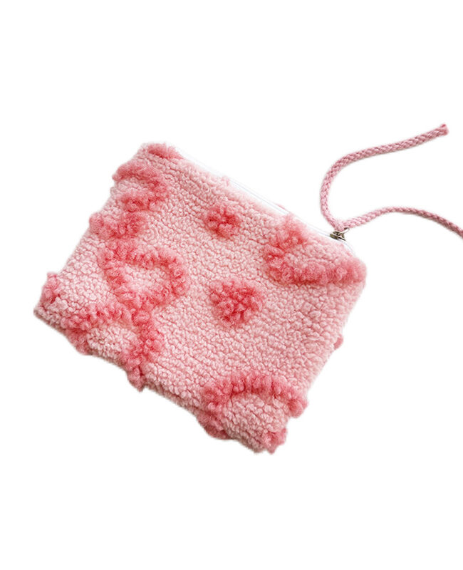 The Leonie Sweet Plush Cosmetic Bag Detail – La Rose Couture Handbags & Clutches
