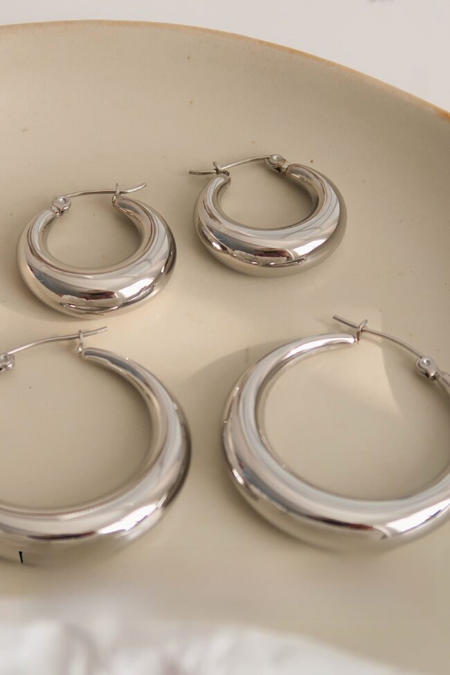 The Roxane Hollow Circle Titanium Steel Earrings Minimalist Geometric Lightweight Jewelry Detail – La Rose Couture Jewellery & Accessories