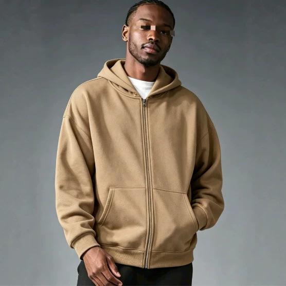 Men Women Solid Color Zipper Hooded Sweatshirt - Image 2