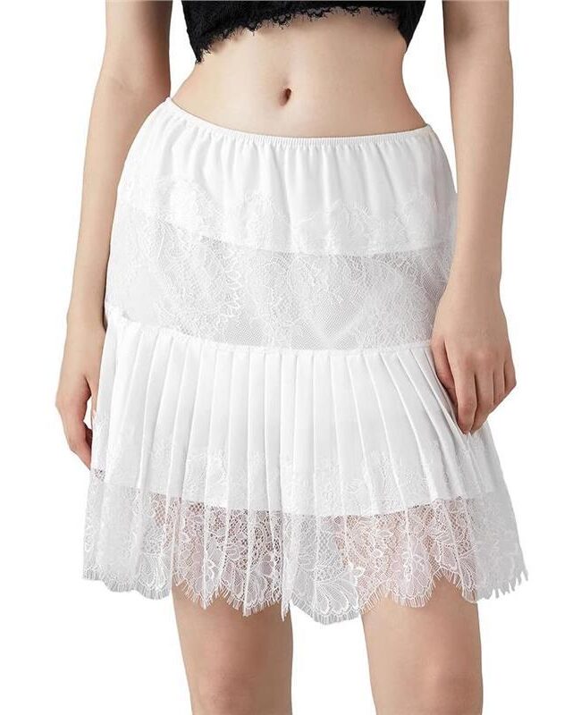 The Diane Lace Mini Skirt Y2k Ruched Layered Pleated Detail – La Rose Couture Dresses & Gowns