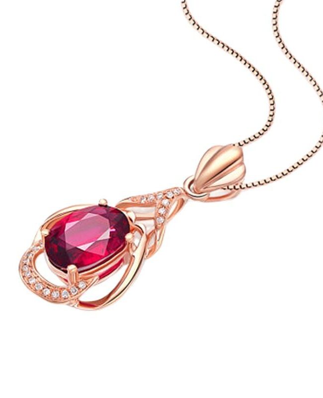 The Hermione Rose Gold Plated Red Tourmaline Water Drop Gemstone Pendant Necklace with Chain Detail – La Rose Couture Jewellery & Accessories