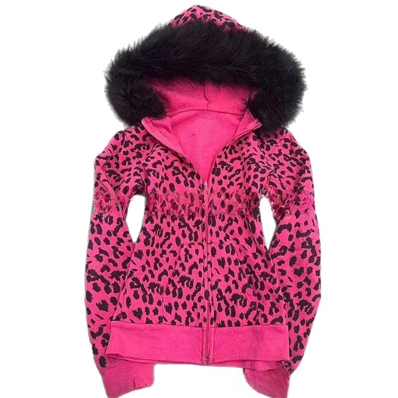 Womens Rabbit Hair Blend Zipper Jacket - Image 3