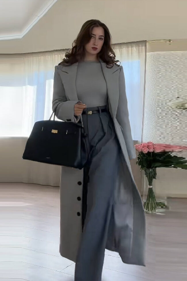 The Aurelia Spring New Lapel Single Breasted Slim Long Coat Detail – La Rose Couture Coats & Jackets