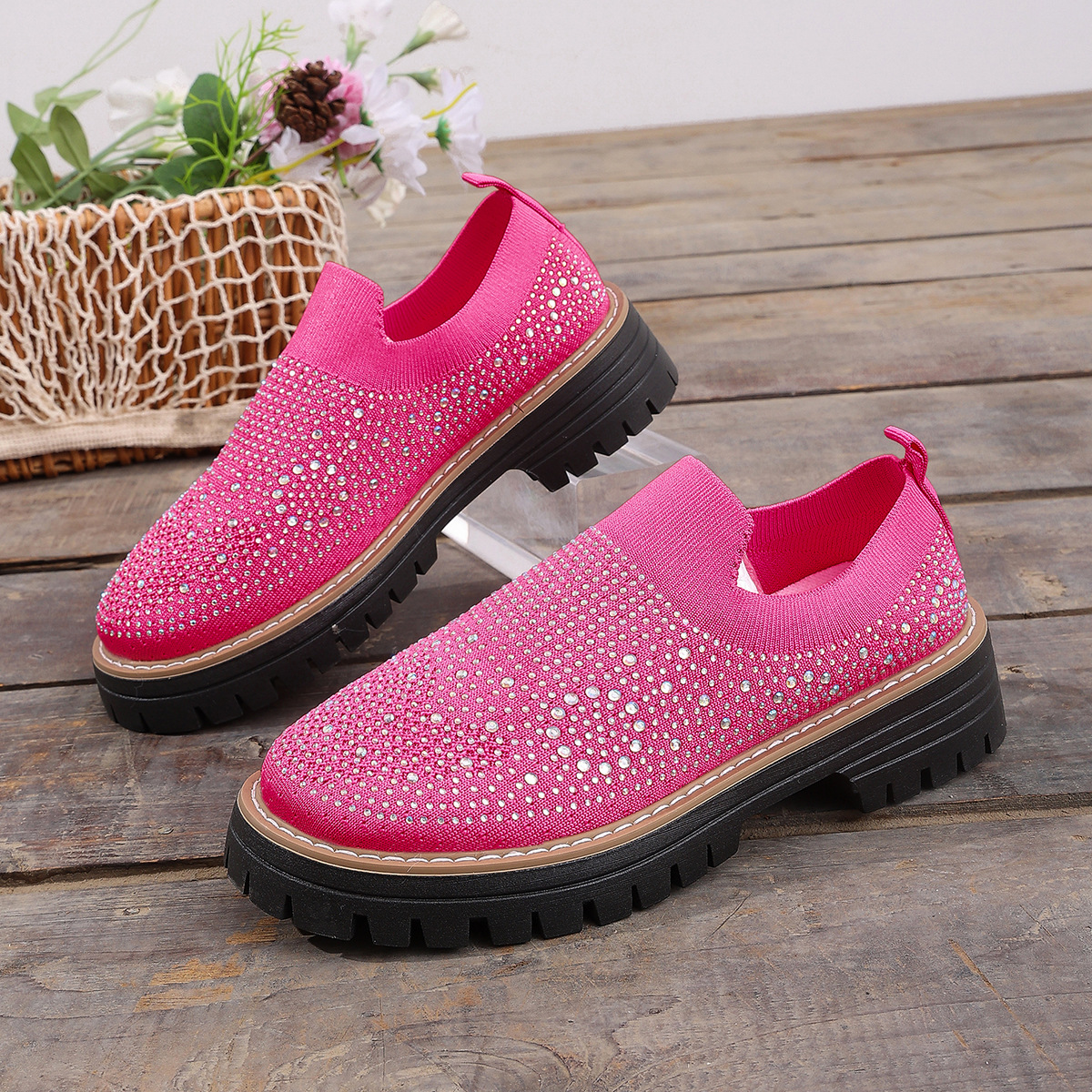Rhinestone Platform Slip On Shoes - Image 5