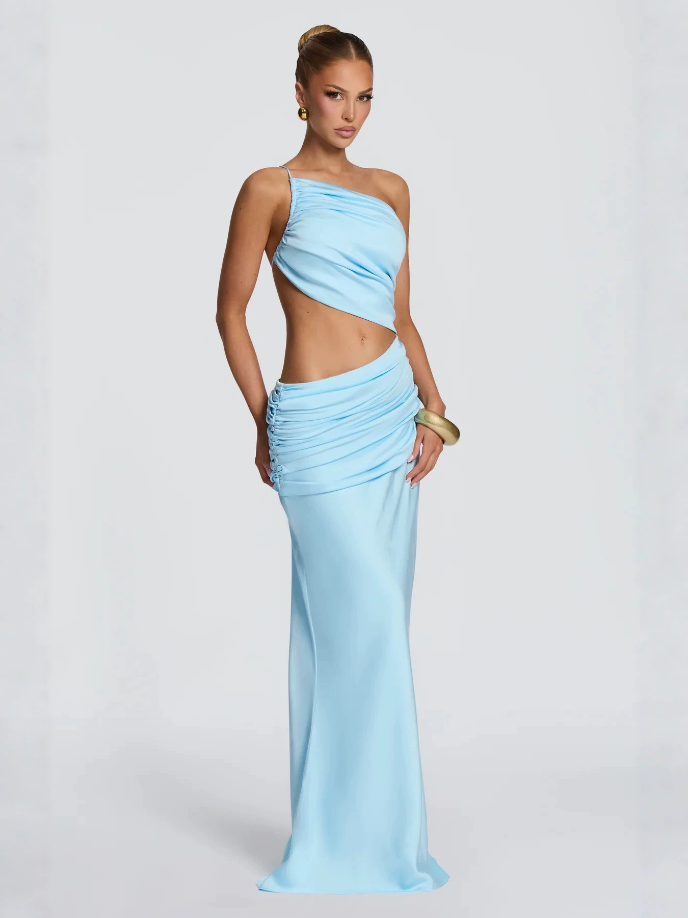 Slim-Fit Hollow-Out Waist Long Dress - Image 3