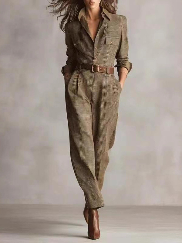 Classic Retro Plaid Jumpsuit - Image 4