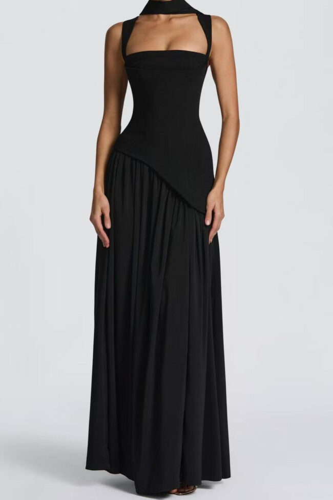 The Madeleine Irregular Hem Waist Cinching Straps Dress Detail – La Rose Couture Dresses & Gowns