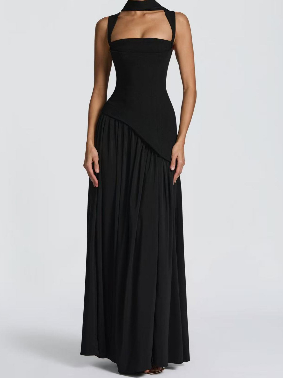 Irregular Hem Waist-Cinching Straps Dress - Image 2